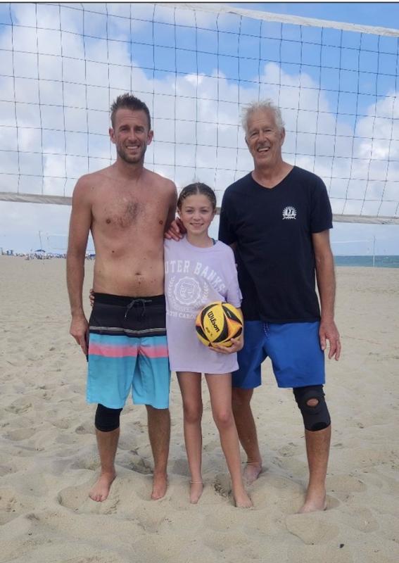 Grandfather Mark Nauman teamed up with his son, Mark, and granddaughter, Katie, to make the playoffs at the Last Rites of Summer tournament. SOURCE: JON SKOLNIK